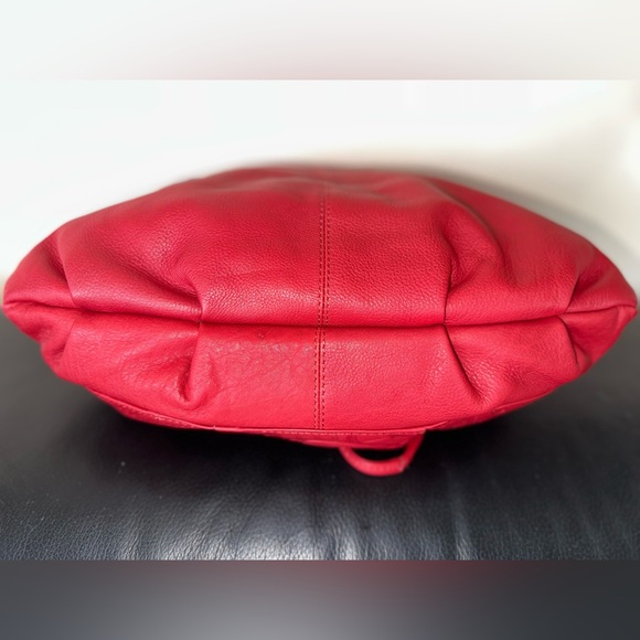 ❤️ Sharif Firenze Red Hieroglyphics Leather Drawstring Shoulder Bag ~ Excellent - Picture 3 of 15